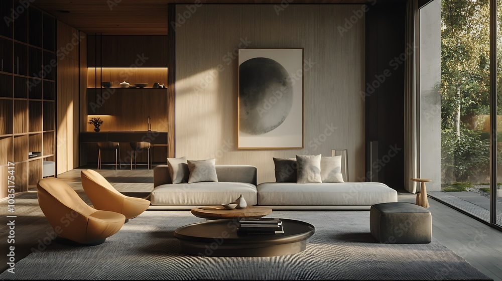 Modern living room with minimalist design and natural light. Modern living room with minimalist design and natural light.