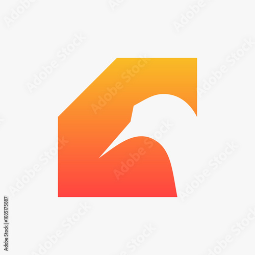 bird icon logo design template in blue and yellow color box. vector logo design simple