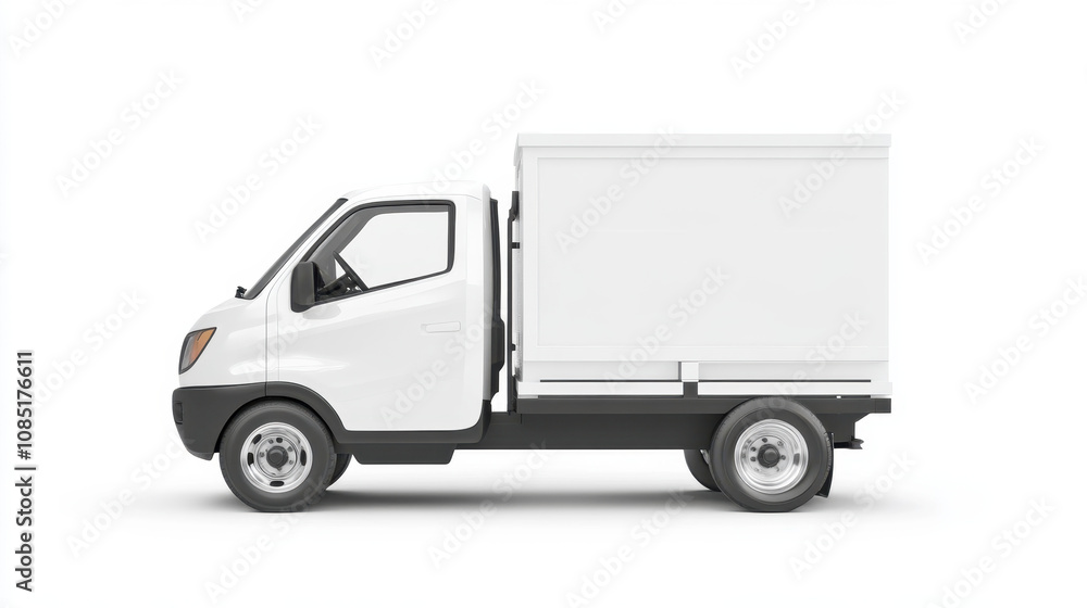Modern White Cargo Truck on Clean Background Modern White Cargo Truck on Clean Background