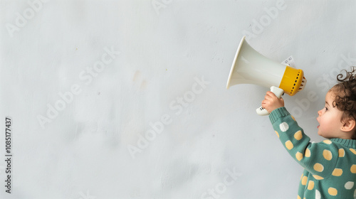 Close-up of a handheld megaphone, important announcement or product promotion photo