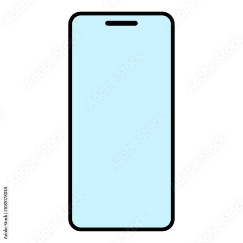シンプルなスマホのイラスト ベクター 枠 水色 ガラス