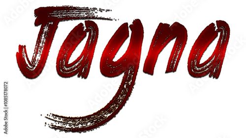 3D blood red Hindi word design of Jagna on white background. photo