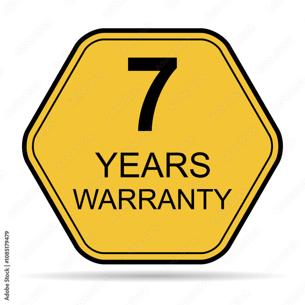 Seven years warranty shadow icon, badge seal guarantee certificate customer sign, stamp vector illustration . Seven years warranty shadow icon, badge seal guarantee certificate customer sign, stamp vector illustration .