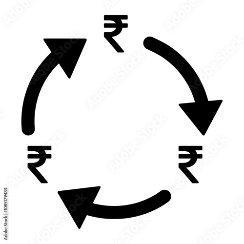 Rupee money change icon, trade cash information web symbol, convert sign vector illustration .