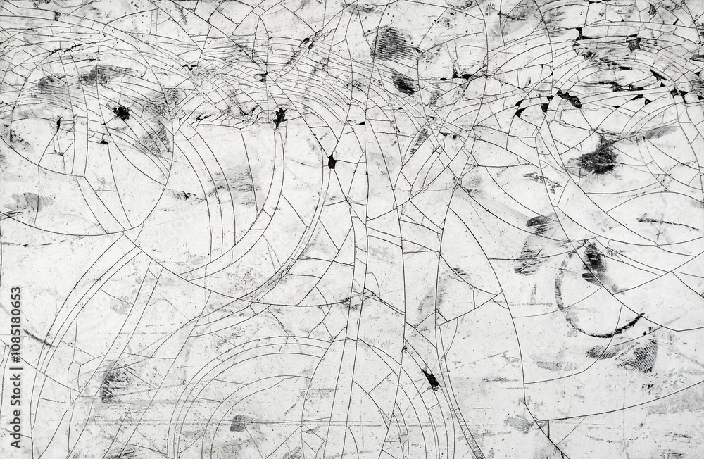 Obraz premium Grunge white wall with many cracks, for your design and texture background