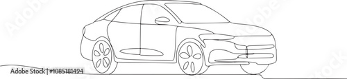 Car in Continuous Line Art