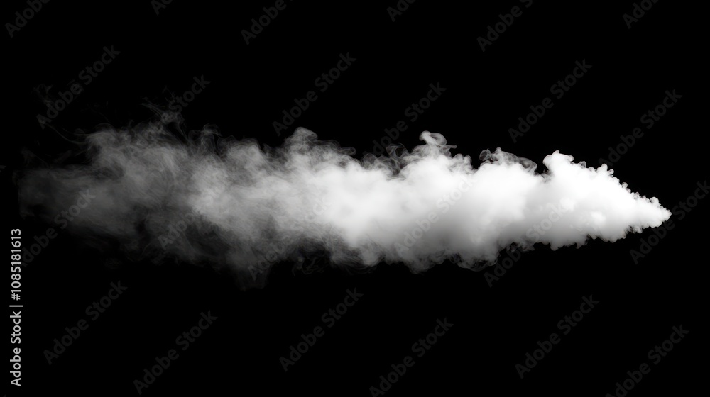Single smoke plume, isolated on dark background, realistic, soft and light Single smoke plume, isolated on dark background, realistic, soft and light