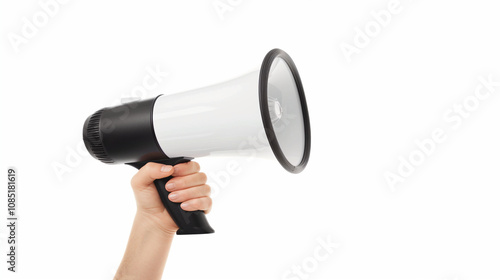 Close-up of a handheld megaphone, important announcement or product promotion photo