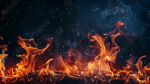 A dynamic display of flames and smoke, creating a captivating visual of fire's energy and movement.