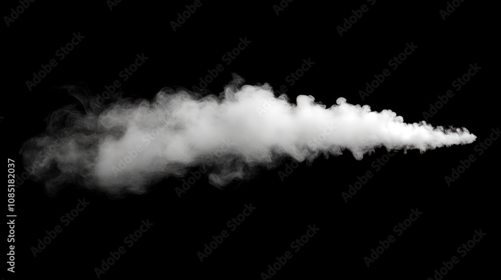 Single smoke plume, isolated on dark background, realistic, soft and light Single smoke plume, isolated on dark background, realistic, soft and light