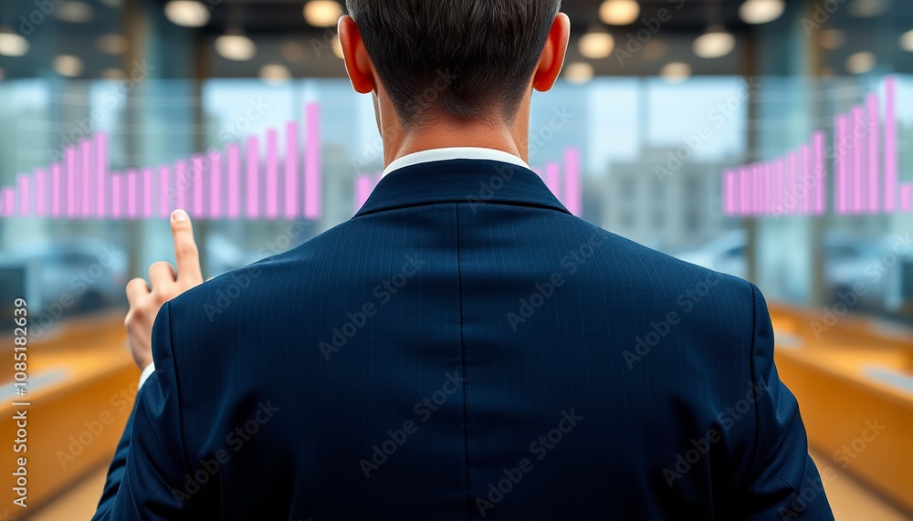 photo of a businessman observing a growth graphic monitor photo of a businessman observing a growth graphic monitor