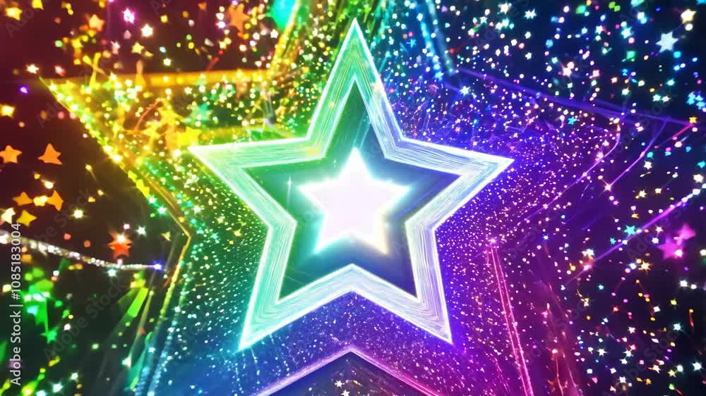 Colorful star shines brightly in nighttime display Colorful star shines brightly in nighttime display