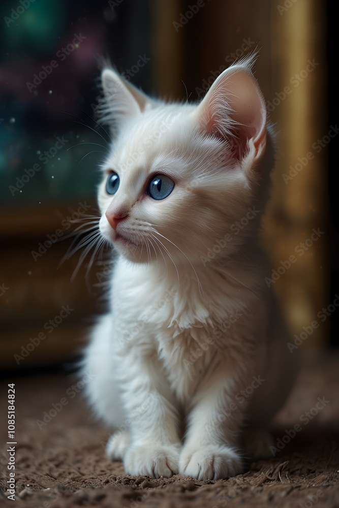 Obraz premium Fantasy Kitten with Whimsical and Magical Elements