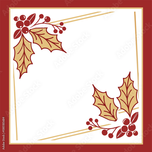 Christmas border. Christmas related gold and red border illustration. An additional Vector .Eps file available. (you can use elements separately)