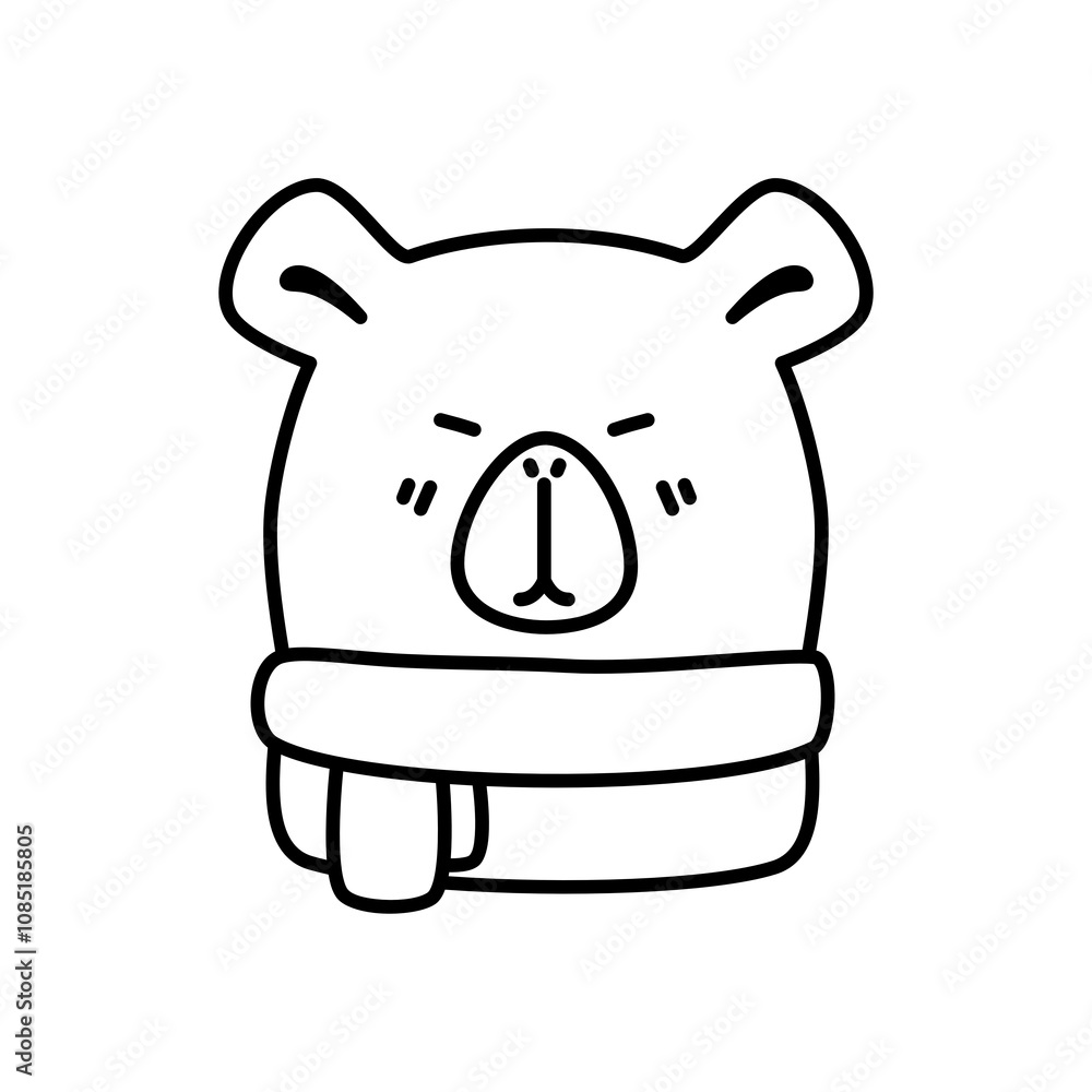 Capybara with scarf doodle outline Capybara with scarf doodle outline