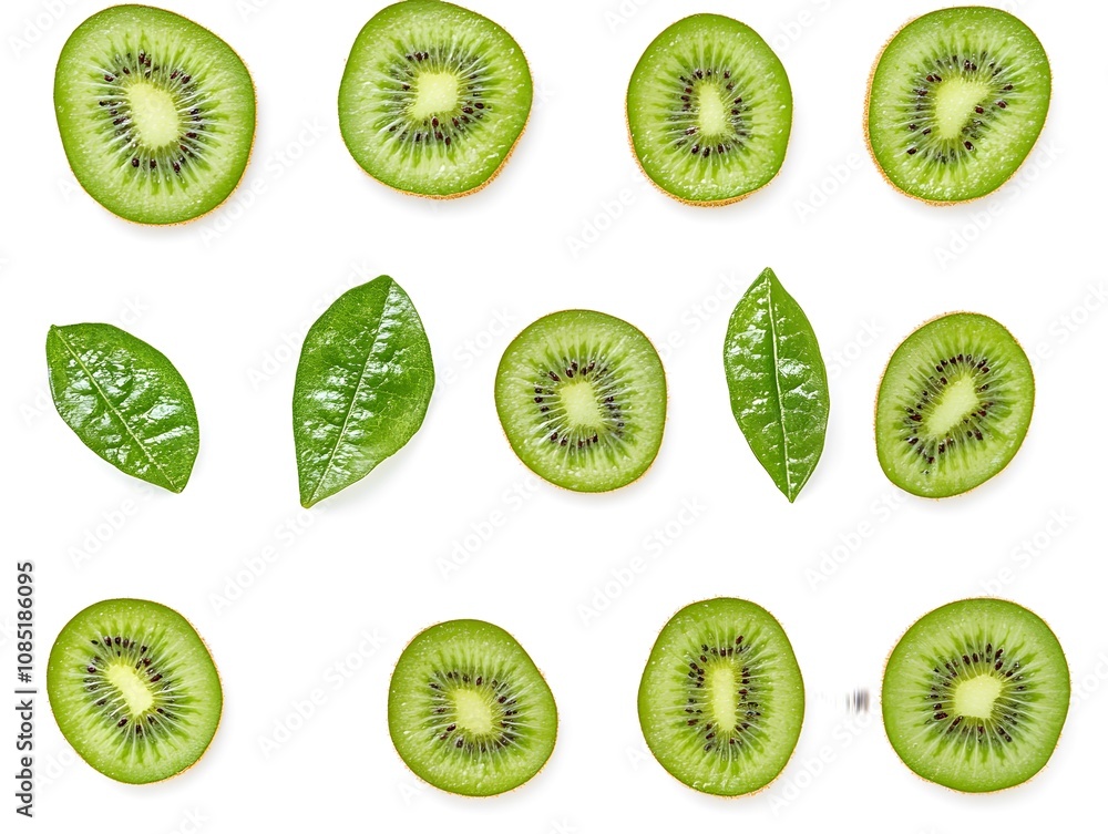 Fototapeta premium sliced kiwi fruits isolated on white background