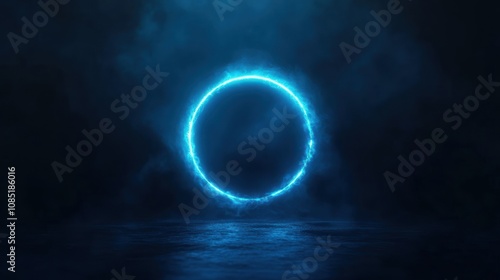 Glowing Blue Circle in a Dark Space