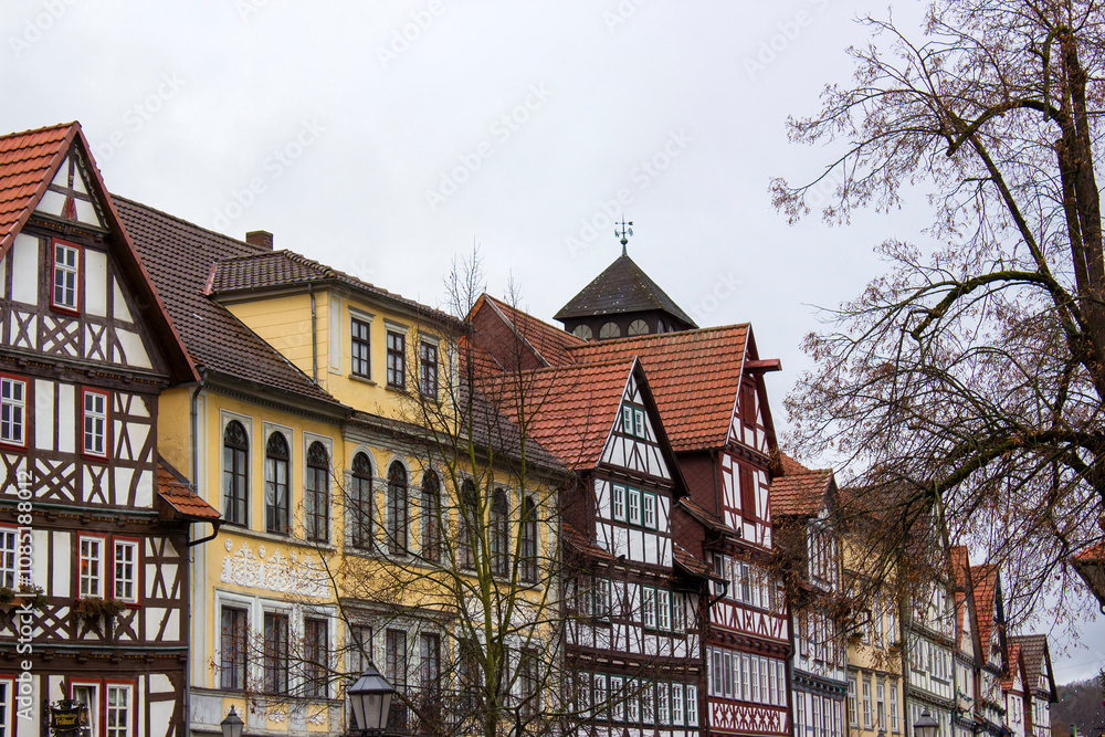 Fototapeta premium picturesque houses in Bad Sooden Allendorf in the Werra Valley in Germany