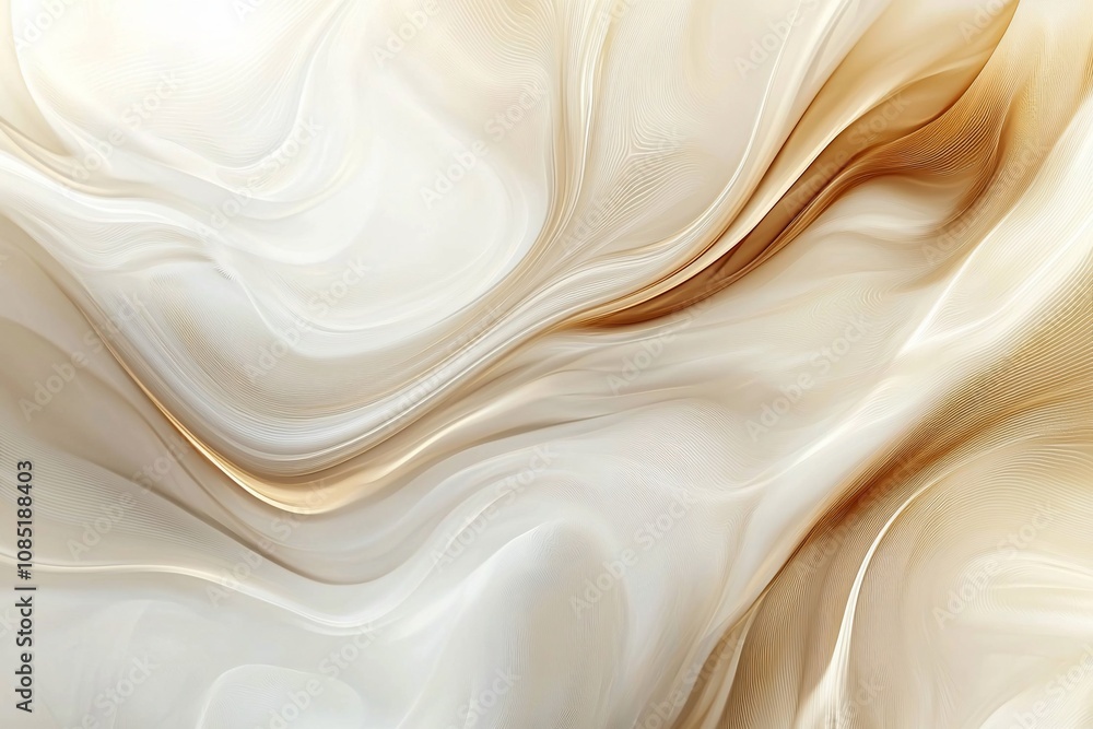 Fototapeta premium Elegant Abstract Waves in Cream and Gold Tones