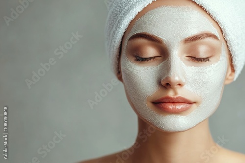 A woman relaxing in a spa setting with a towel wrapped around her head.

