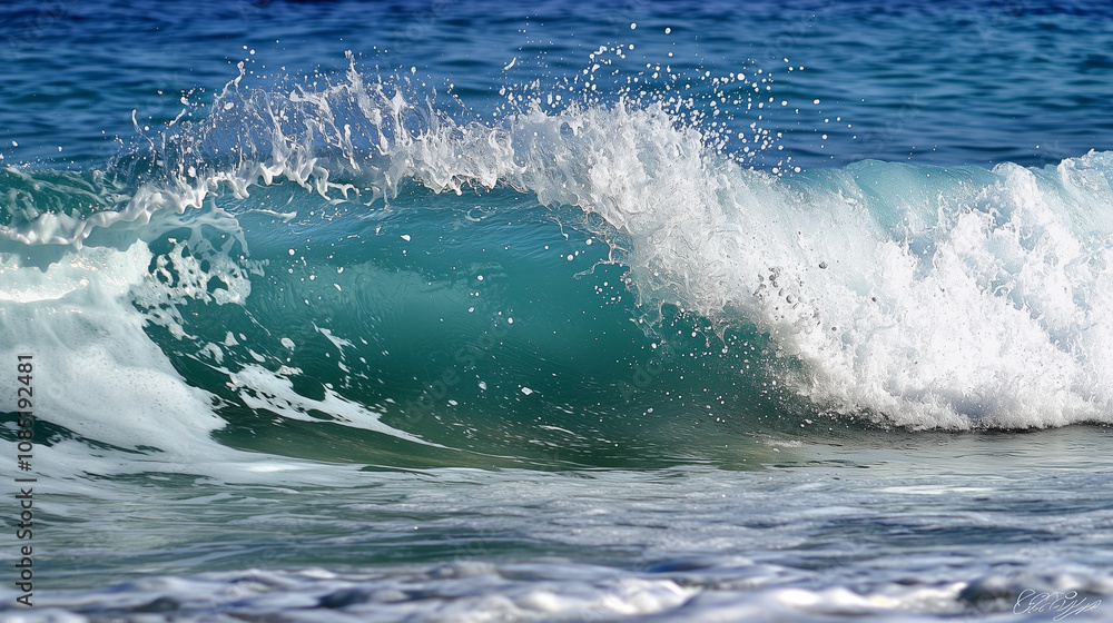 Majestic Ocean Wave Power in Vibrant Coastal Scene Majestic Ocean Wave Power in Vibrant Coastal Scene