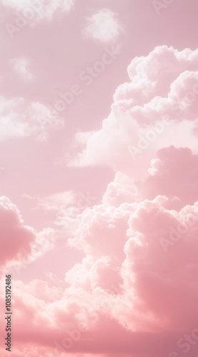 Light fluffy pink clouds pastel sky soft dreamy aesthetic vertical background sweet girly y2k texture nature fantasy romantic calm banner copyspace ethereal surreal backdrop