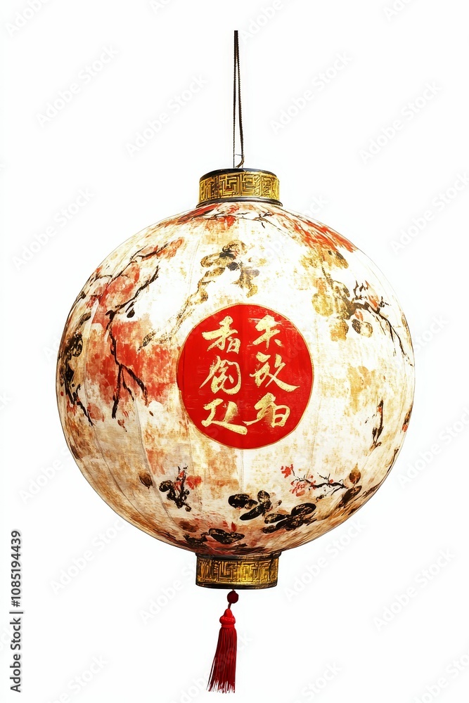 Round Chinese lantern with red tassel. Round Chinese lantern with red tassel.