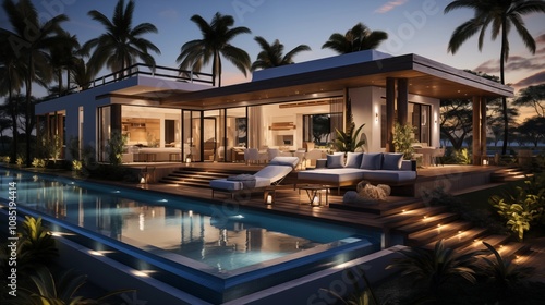 exterior design of luxury pool villa