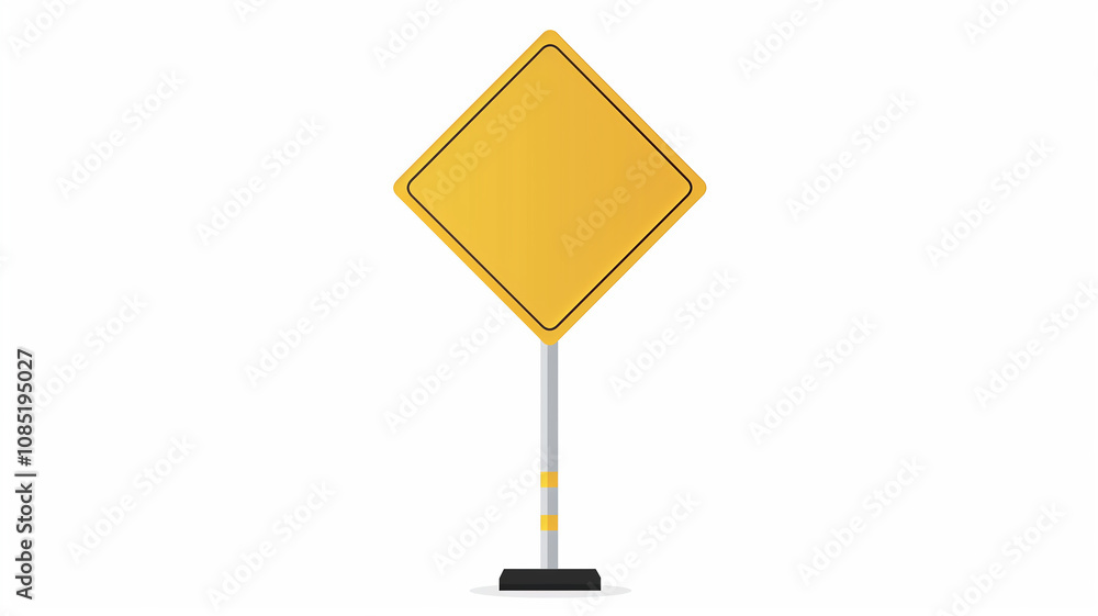 Two yellow signs are shown side by side. One is a diamond shape and the other is a square Two yellow signs are shown side by side. One is a diamond shape and the other is a square