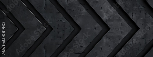Black background with arrow shapes for design, banner template. White space in the center of the page for text. Geometric abstract wallpaper.