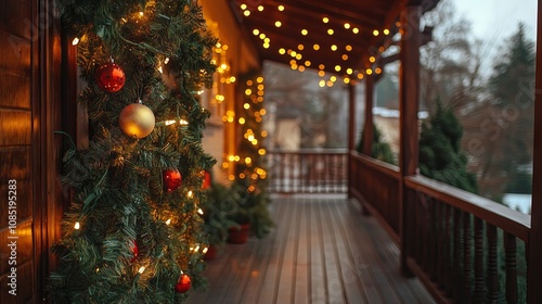 Decorated garland on the verandah is prepared for a date	 photo