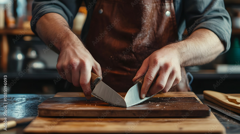 Butcher sharpening tools to maintain blade quality. Butcher sharpening tools to maintain blade quality.