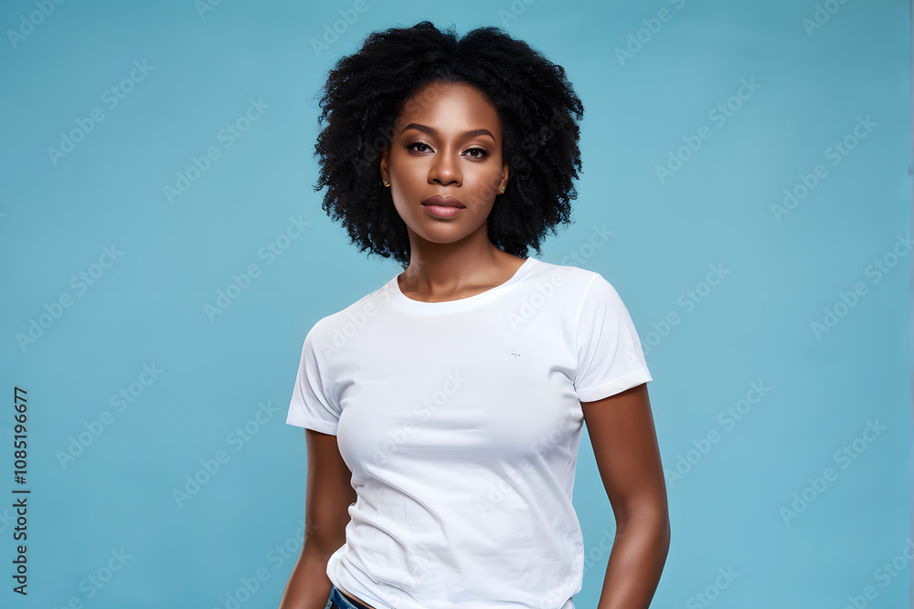 A woman with curly hair is wearing a white shirt A woman with curly hair is wearing a white shirt