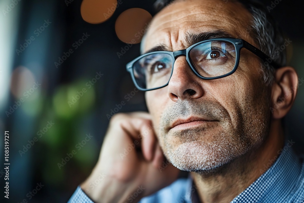 Reflective Moment: A Thoughtful Man Lost in Contemplation Reflective Moment: A Thoughtful Man Lost in Contemplation
