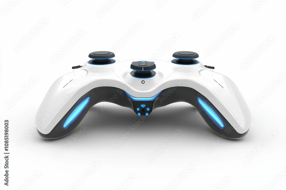 White and black futuristic video game controller.