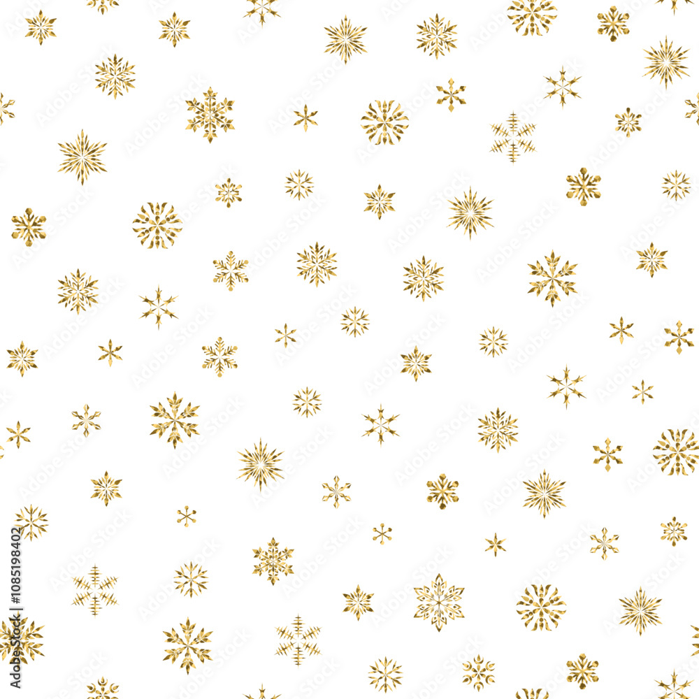 custom made wallpaper toronto digitalSnowflakes with golden glitter isolated on white background. Seamless pattern