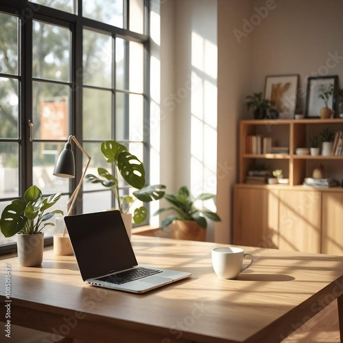 Wallpaper Mural modern office interior with laptop Torontodigital.ca