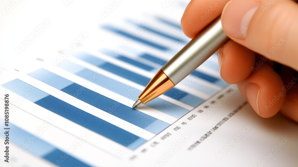 Analyst Reviewing Stock Trends on White Background Analyst Reviewing Stock Trends on White Background