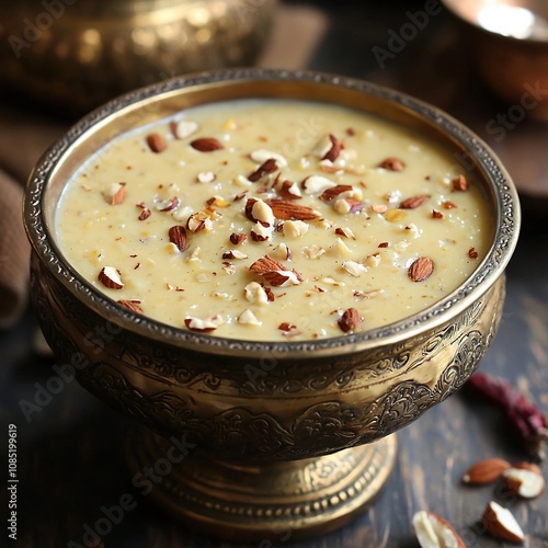 traditioanl indian basundi, sweetened milk pudding photo