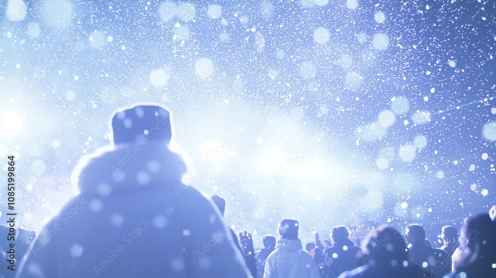 Fototapeta premium Warm Christmas Harmony: Festive Outdoor Concert under Starry Sky