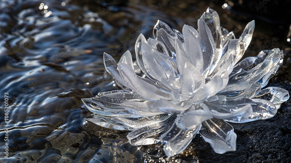 Ice Crystal Flower - a delicate and enchanting visual. The intricate details of the ice crystals create a stunning and ethereal effect. Ice Crystal Flower - a delicate and enchanting visual. The intricate details of the ice crystals create a stunning and ethereal effect.