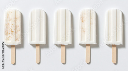 Creamy White Popsicles on a Clean Surface