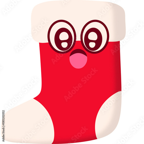 Christmas Sock Surprised Face Cartoon