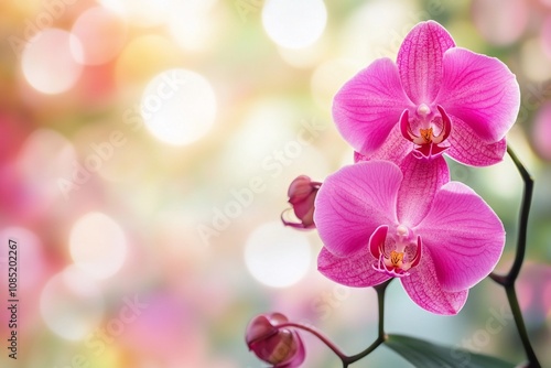 Elegant Pink Orchids Against a Soft, Dreamy Background