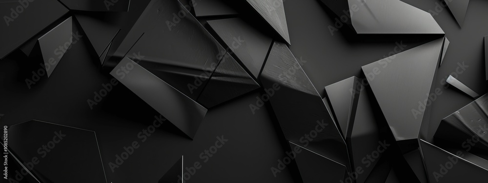 Fototapeta premium Abstract minimalist wallpaper with clean triangles and lines on black background. Banner template with white center text area. Ideal for modern designs.