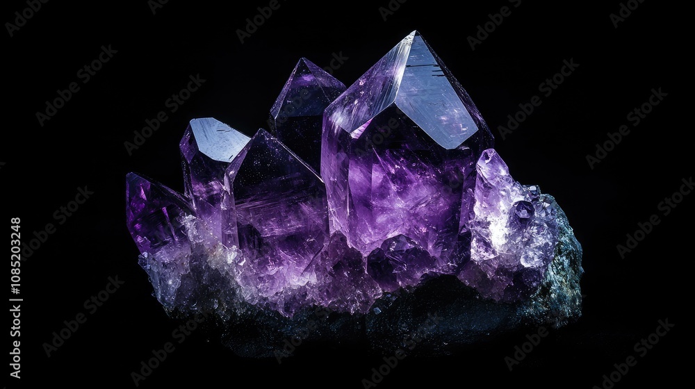 A vibrant amethyst crystal cluster, showcasing its deep purple hues and refined form, perfect for collectors A vibrant amethyst crystal cluster, showcasing its deep purple hues and refined form, perfect for collectors