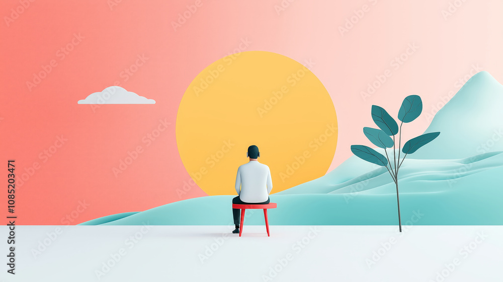 digital nomad home concept. remote worker enjoys scenic view during video call, feeling inspired digital nomad home concept. remote worker enjoys scenic view during video call, feeling inspired