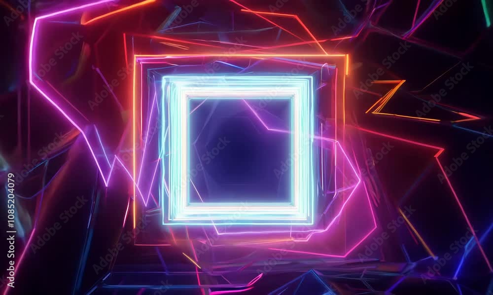 captivating 3d animation of abstract neon shapes and clouds captivating 3d animation of abstract neon shapes and clouds