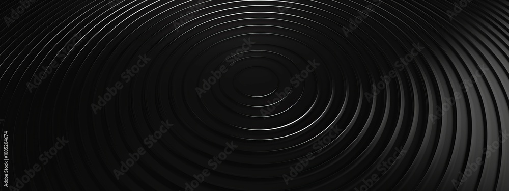 Concentric circles on black background with copy space for design. Ideal for modern banner templates, abstract dark circular pattern wallpaper, simple dark abstract background. Concentric circles on black background with copy space for design. Ideal for modern banner templates, abstract dark circular pattern wallpaper, simple dark abstract background.