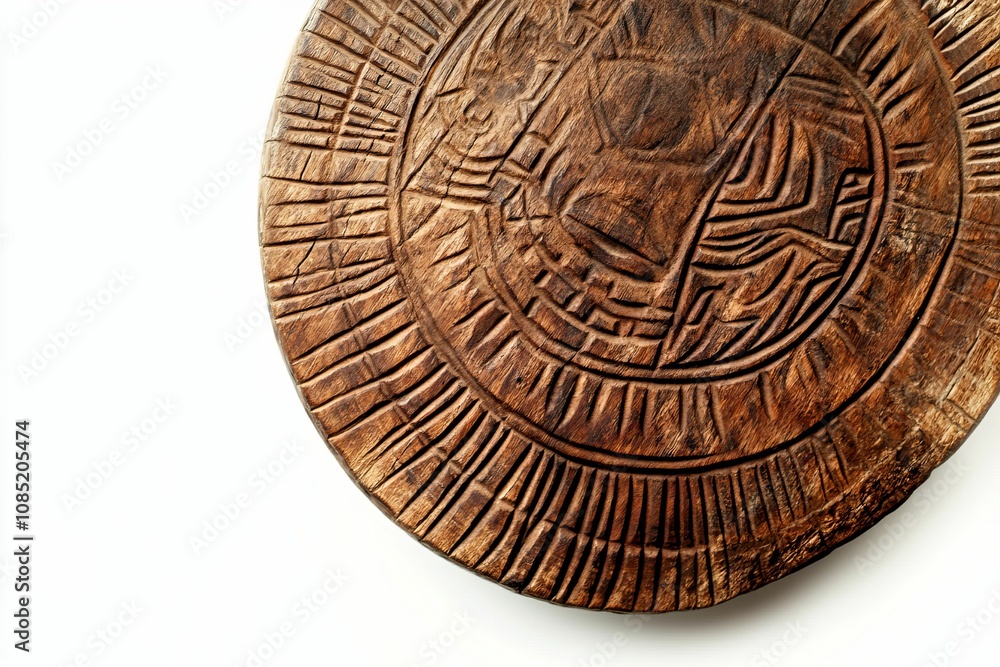 Carved wooden circle with intricate design. Carved wooden circle with intricate design.